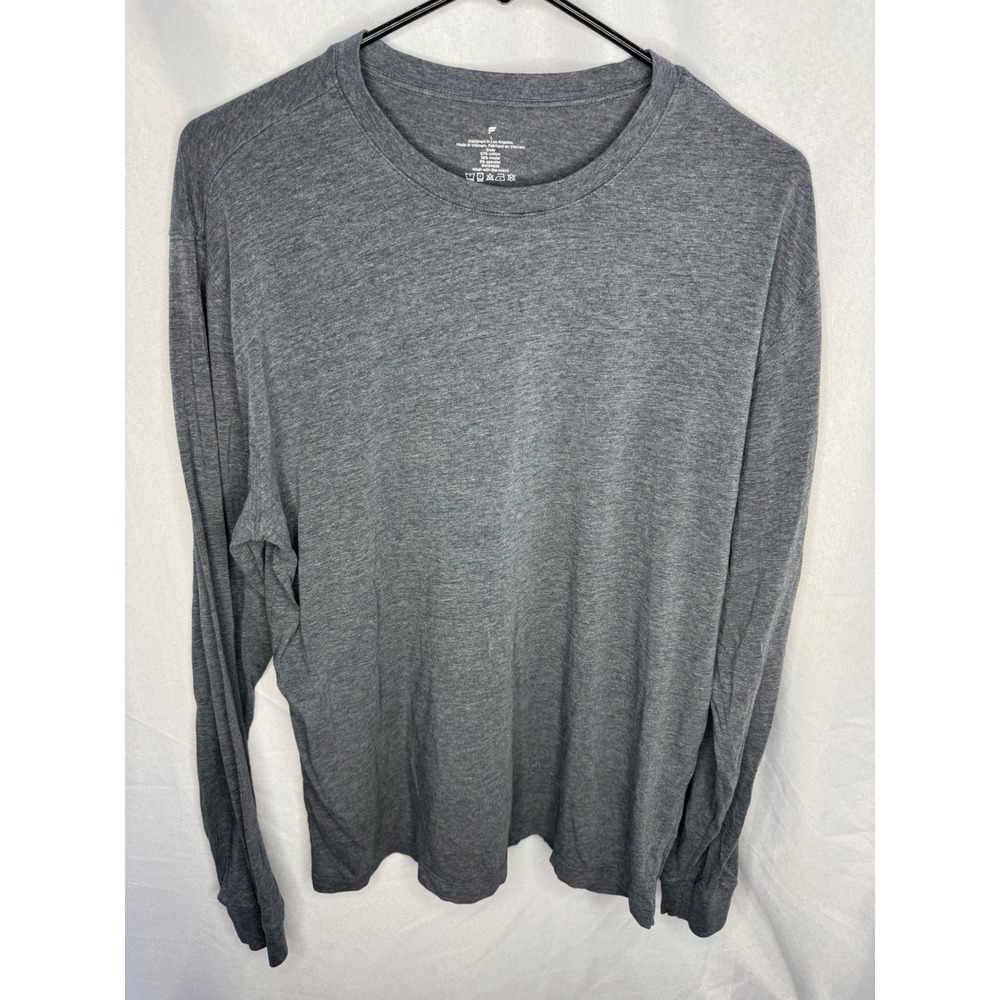 Fabletics Mens Long Sleeve Performance Tee Gray Cotton Modal Stretch Shirt L